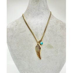 Gold Kanat Desenli Nazar Boncuklu Kolye